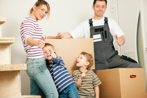Unpacking boxes and organising a new home in Highbury